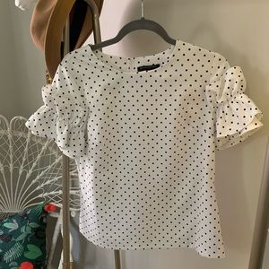 Black and white polka dot top